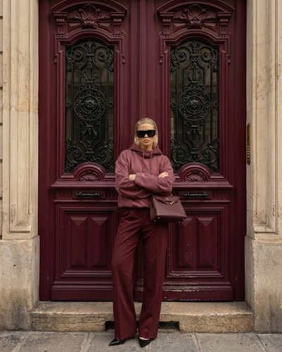 BURGUNDOWA BLUZA Z KAPTUREM BALACLAVA