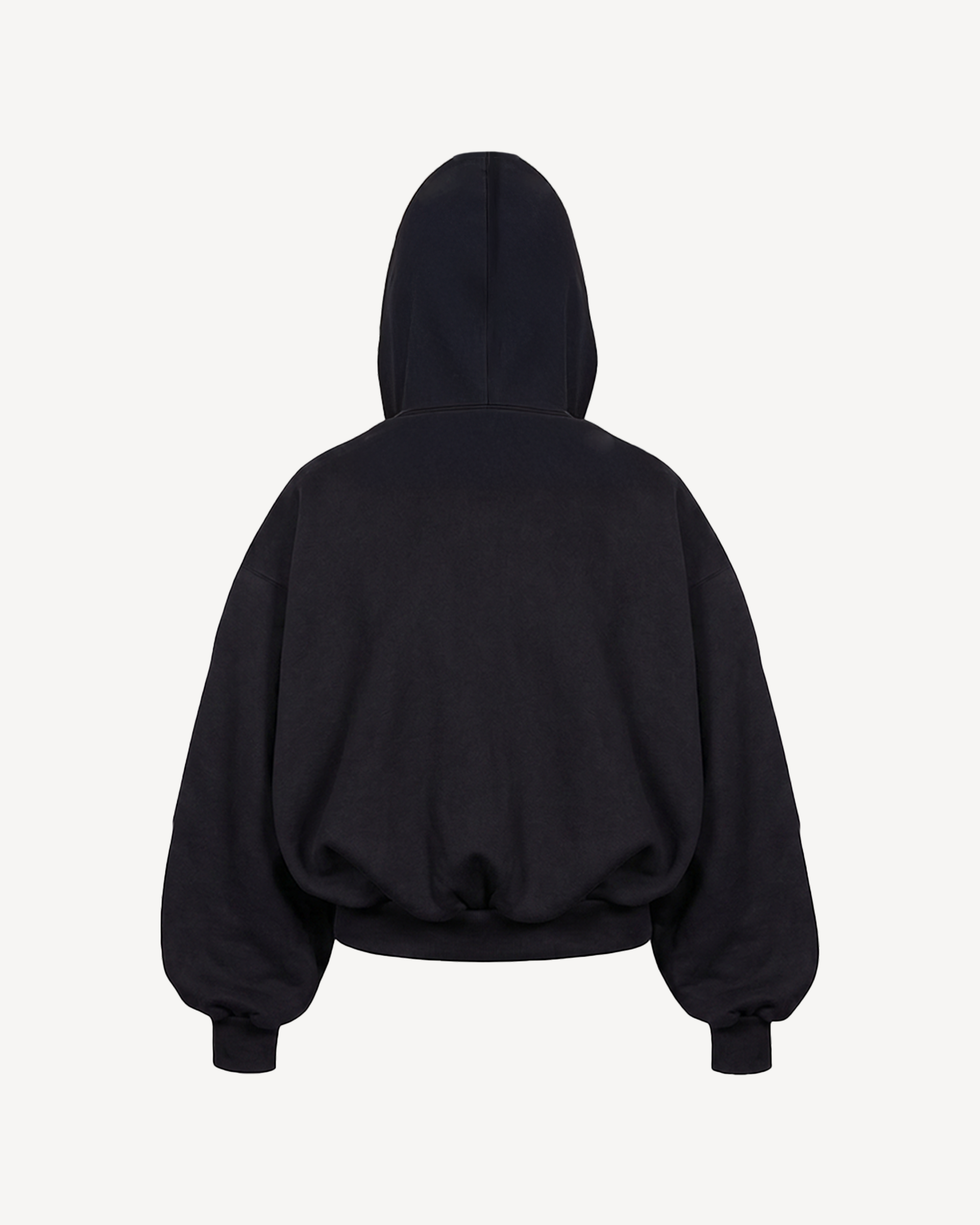 BLACK PLEATED HOODIE