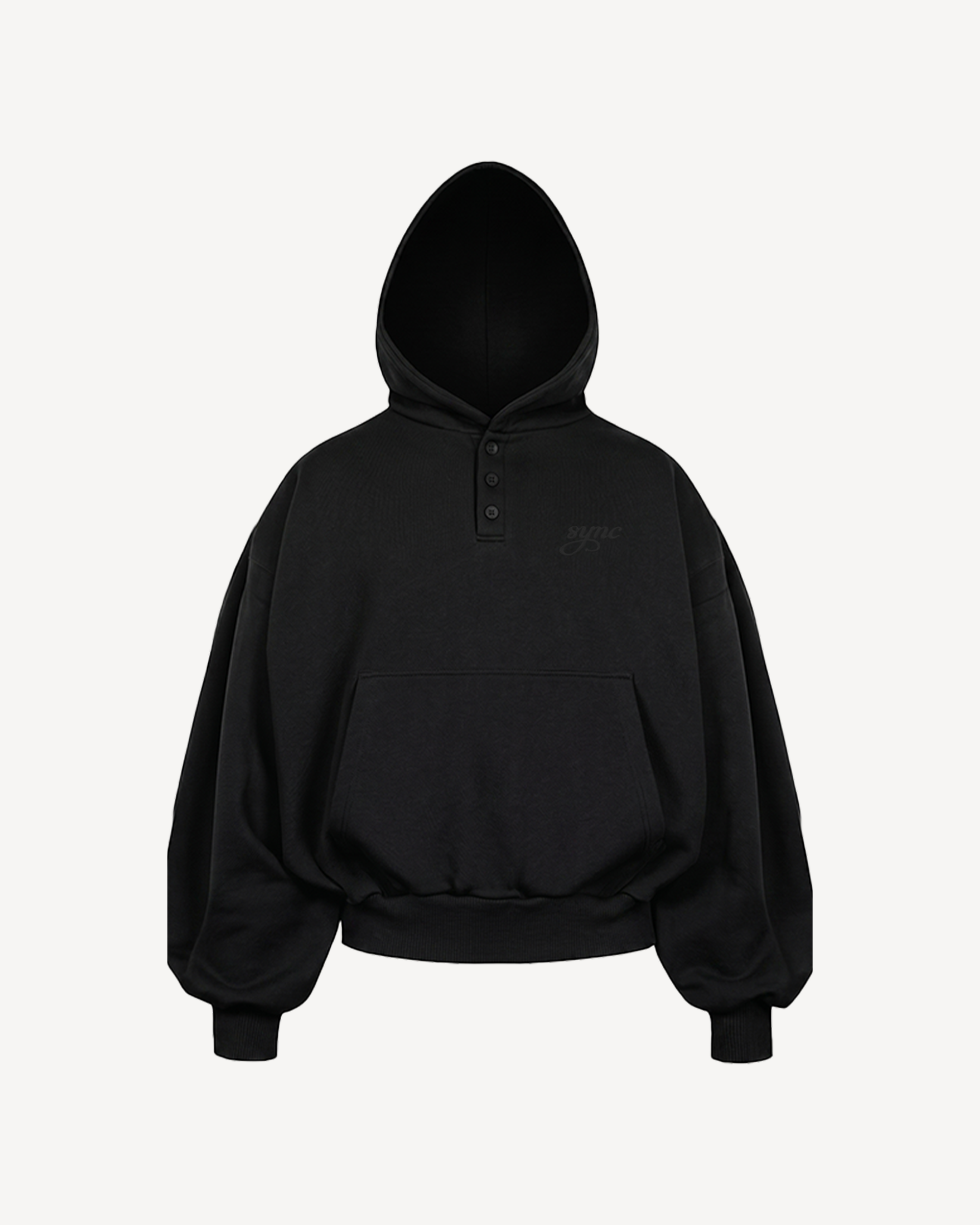 BLACK PLEATED HOODIE