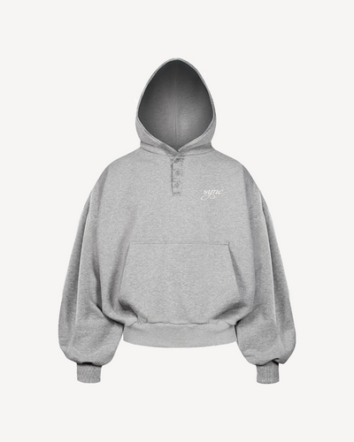 GRAY PLEATED HOODIE