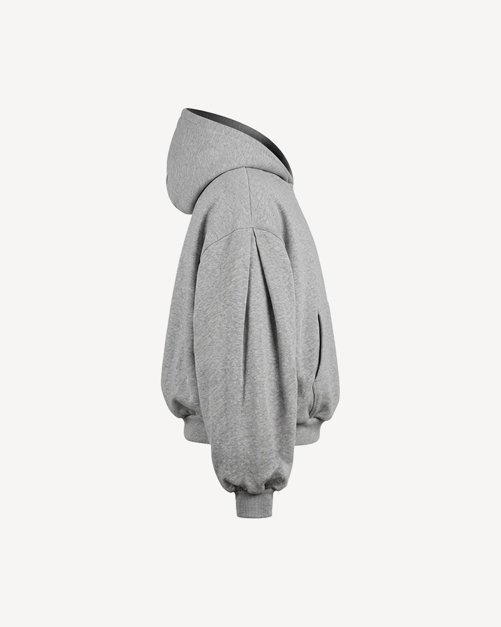 GRAY PLEATED HOODIE