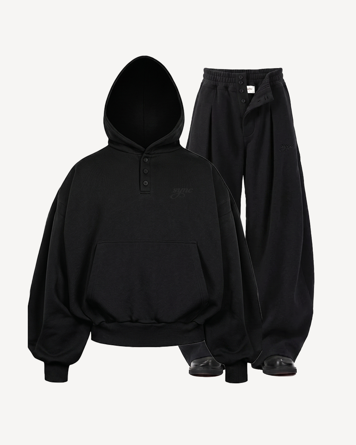 BLACK PLEATED SET